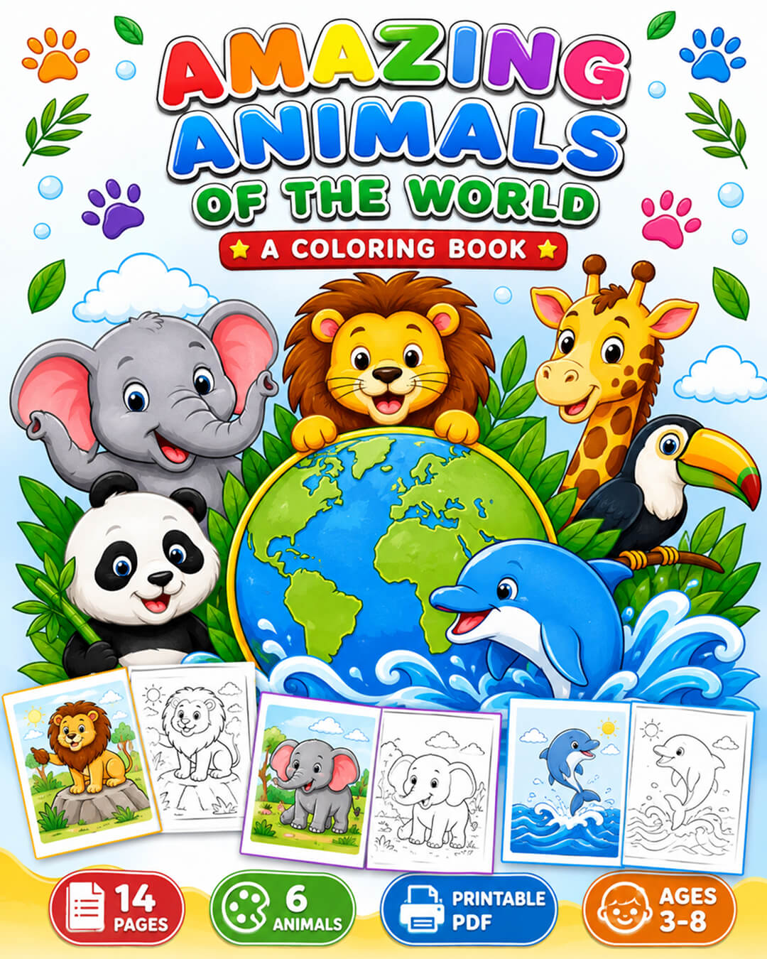 Animal coloring book for kids