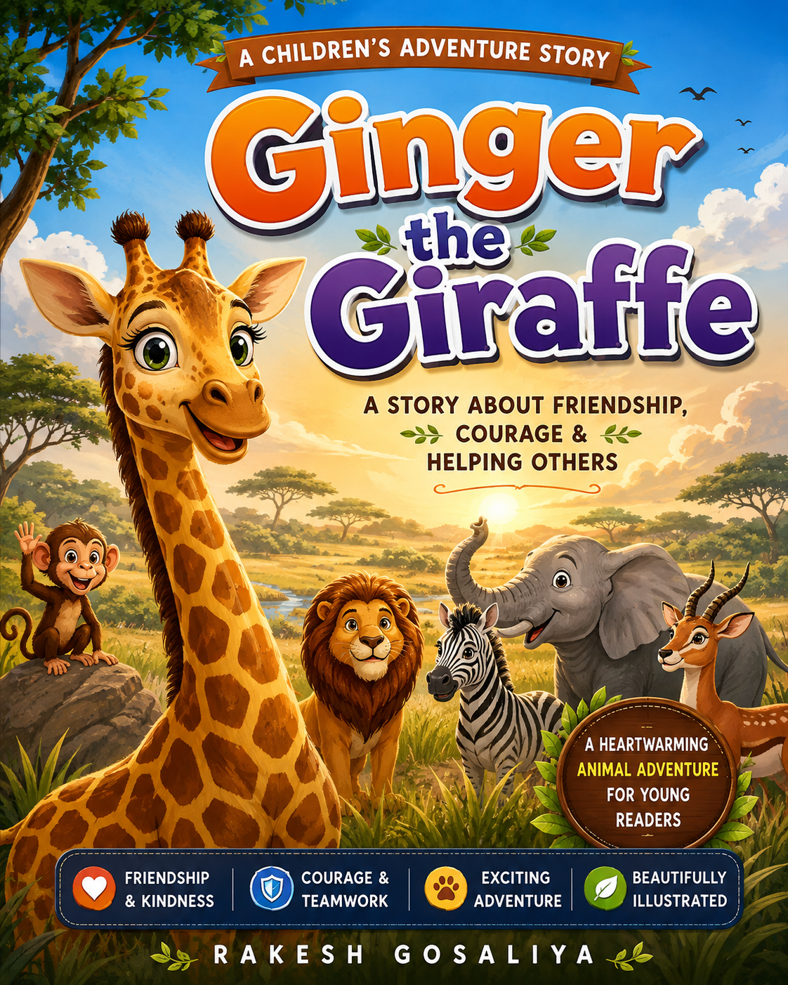 Ginger the Giraffe children's animal adventure story book cover