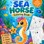 Sea Horse Coloring Book for Kids printable digital coloring activity