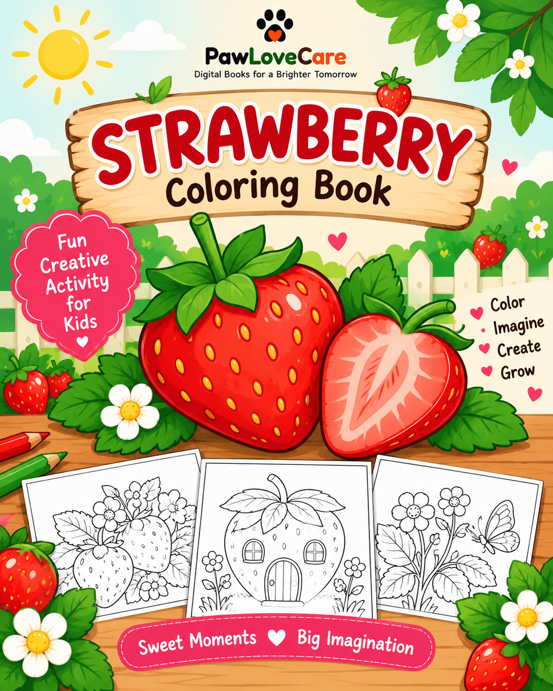 Strawberry coloring book for kids by PawLoveCare