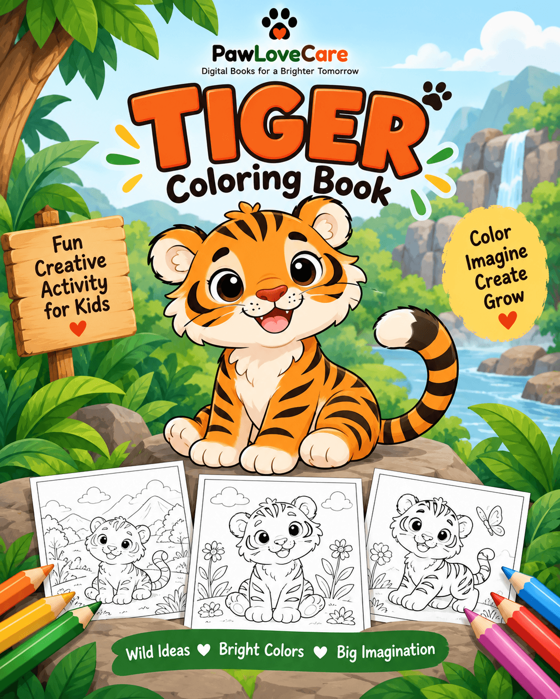 Tiger coloring book for kids by PawLoveCare